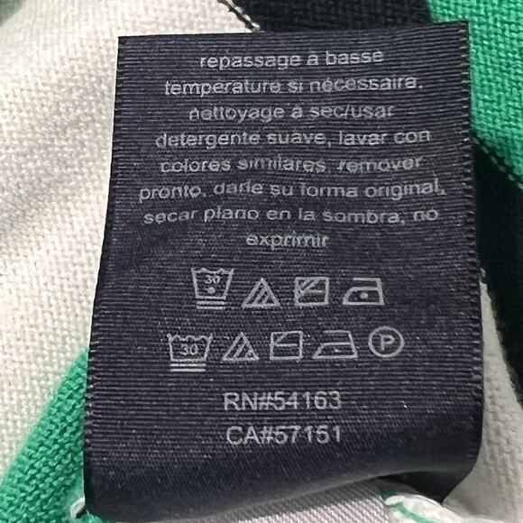 TOMMY HILFIGER V-neck Sweater Green White Striped Women's Large Academia Preppy - Picture 11 of 12